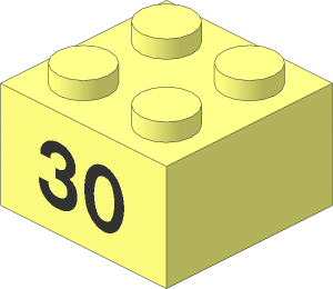 Brick  2 x  2 with Black "30" Pattern