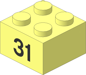 Brick  2 x  2 with Black "31" Pattern