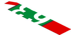 ~Sticker  1.9 x  1.8 with Ferrari Logo and White 63 on Green Square and White Stripes on Red Background Left - Fourth Face