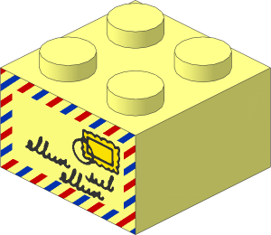 Brick  2 x  2 with Air Mail Letter Pattern