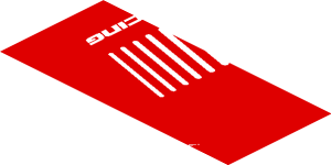~Sticker  0.8 x  1.9 with White Logos on Red Background Right - Third Face