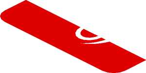 ~Sticker  0.8 x  1.9 with White Logos on Red Background Right - Sixth Face