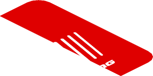 ~Sticker  0.8 x  1.9 with White Logos on Red Background Left - First Face