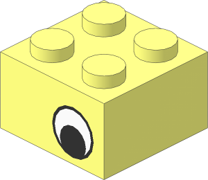 Brick  2 x  2 with Black and White Eye on Both Sides Pattern