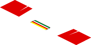 ~Sticker  1.9 x  1.8 with Ferrari Square Badge and Red Stripes on White Background - Fourth Face