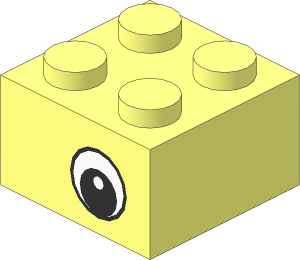 Brick  2 x  2 with Eye with Highlight Pattern on Both Sides