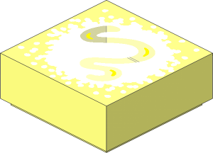 Tile  1 x  1 with White Powdered Sugar and Bright Light Orange and Yellow Topping Pattern