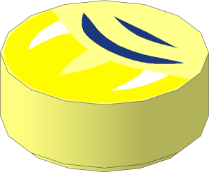 Tile  1 x  1 Round with Yellow Eye Half Closed, Slit Pupil, White Glints, and Dark Blue Eyelid Lines Pattern