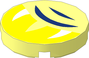 Tile  2 x  2 Round with Yellow Eye Half Closed, Slit Pupil, White Glints, and Dark Blue Eyelid Lines Pattern