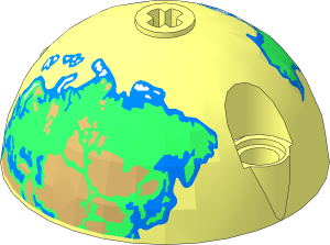 Technic Dome  5 x  5 x  2.5 with Earth Northern Hemisphere Pattern