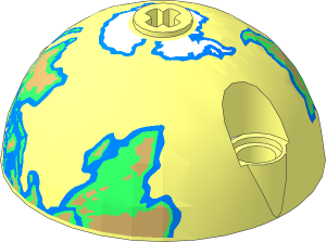 Technic Dome  5 x  5 x  2.5 with Earth Southern Hemisphere Pattern