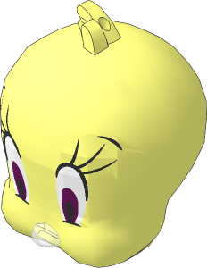 Minifig Head Looney Tunes Tweety with Black Eyelashes, Bright Light Orange Beak and Dark Azure Eyes Pattern