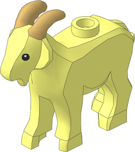 Animal Goat with Black Eyes and Tan Horns Pattern