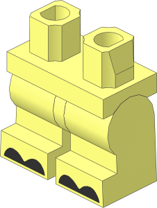 Minifig Hips and Legs Medium with Black Hoves Pattern