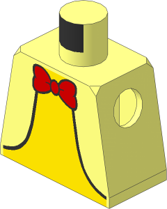 Minifig Torso with Red Bowtie, Light Nougat Belly and Pig Tail Pattern