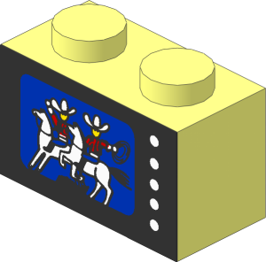 Brick  1 x  2 with TV Screen with Western Scene Sticker