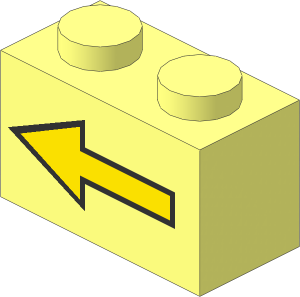 Brick  1 x  2 with Yellow Left Arrow and Black Border Pattern