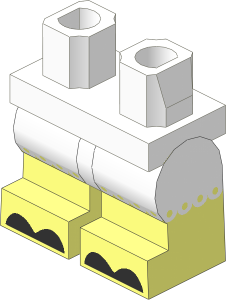Minifig Hips and Legs Medium with Black Hoves and White Frills Pattern