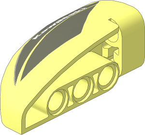 Technic Panel  5 x  3 x  2 Corner Right with White "Kawasaki" on Dark Bluish Grey Fuel Tank Pattern