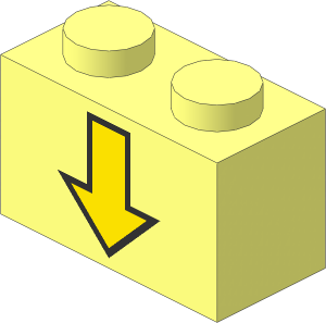 ~Brick  1 x  2 with Yellow Up Arrow Pattern (Obsolete)