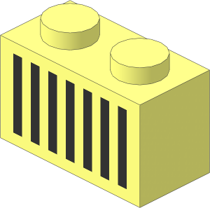 Brick  1 x  2 with Black Grille Pattern