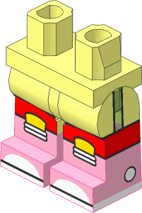 Minifig Hips and Legs with Stripes, Kneepad and Bright Pink Boots Pattern