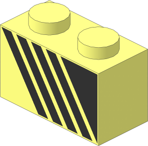 Brick  1 x  2 with Black Triangle and  4 Stripes Left Aligned Pattern