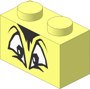 Brick  1 x  2 with Arched Eyes and Forelock Pattern
