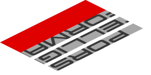 ~Sticker  0.8 x  4.0 with Black "PORSCHE INTELLIGENT PERFORMANCE" on Grey Stripes and Red Stripe on White Background Right - Third Face