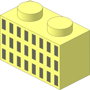 Brick  1 x  2 with 24 Dark Bluish Grey Rectangles Pattern