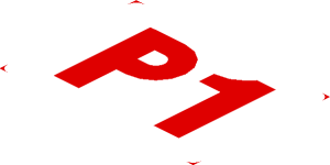 ~Sticker  1.8 x  1.8 with Black, Red and Grey Stripes and White "2" in Red Square on White Background Right - P1 Logo