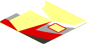 ~Sticker  1.8 x  1.8 with Black, Red and Grey Stripes and White "2" in Red Square on White Background Right - Common Part