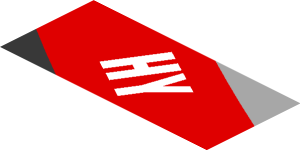 ~Sticker  1.9 x  0.8 with White Logos in White, Grey and Red Stripes on Black Background Right - Third Face