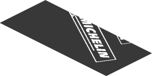 ~Sticker  1.9 x  0.8 with White Logos in White, Grey and Red Stripes on Black Background Right - Fifth Face