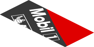 ~Sticker  1.9 x  0.8 with White Logos in White, Grey and Red Stripes on Black Background Right - Fourth Face