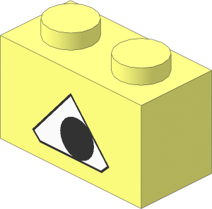 Brick  1 x  2 with Black Circle in White Pentagon with Black Outline Pattern