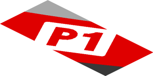 ~Sticker  1.9 x  0.8 with White Logos in White, Grey and Red Stripes on Black Background Left - Third Face