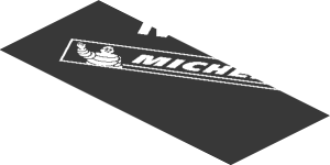 ~Sticker  1.9 x  0.8 with White Logos in White, Grey and Red Stripes on Black Background Left - Fifth Face