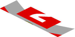 ~Sticker  3.0 x  1.8 with Porsche Logo in Black, Red and Grey Stripes and White "2" in Red Square on White Background -  Fourth Face