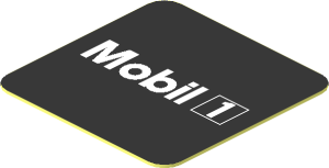 Sticker  0.8 x  0.8 with White Logo Mobil on Black Background
