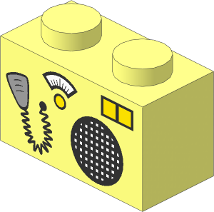 Brick  1 x  2 with Radio and Microphone Pattern
