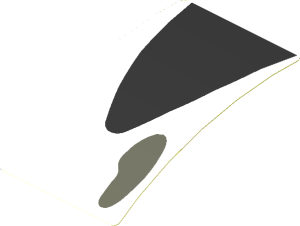 Sticker  1.8 x  3.0 with Black Triangle and Grey Air Vent on White Background Right (Formed)