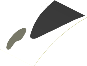 Sticker  1.8 x  3.0 with Black Triangle and Grey Air Vent on White Background Left (Formed)