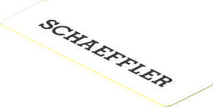 Sticker  0.8 x  2.8 with Black "SCHAEFFLER" on White Background