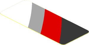 Sticker  0.8 x  1.9 with White, Grey and Red Stripes on Black Background Left