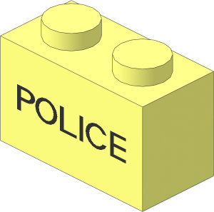 Brick  1 x  2 with Black Thin "POLICE" Pattern