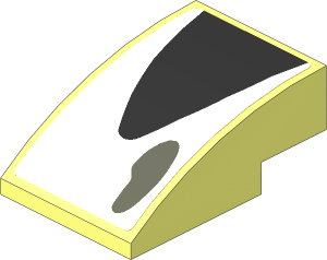 Slope Brick Curved  3 x  2 with Black Triangle and Grey Air Vent on White Background Right Sticker