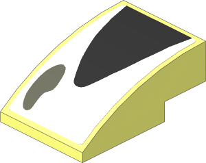 Slope Brick Curved  3 x  2 with Black Triangle and Grey Air Vent on White Background Left Sticker