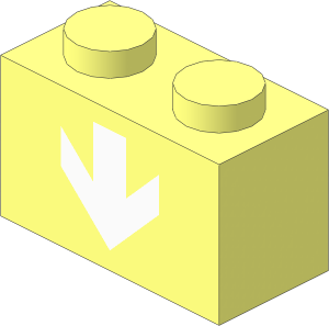Brick  1 x  2 with White Down Arrow Pattern