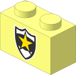 Brick  1 x  2 with Police Badge Yellow Star Pattern